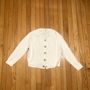 CALVIN KLEIN White Button Up Sweater